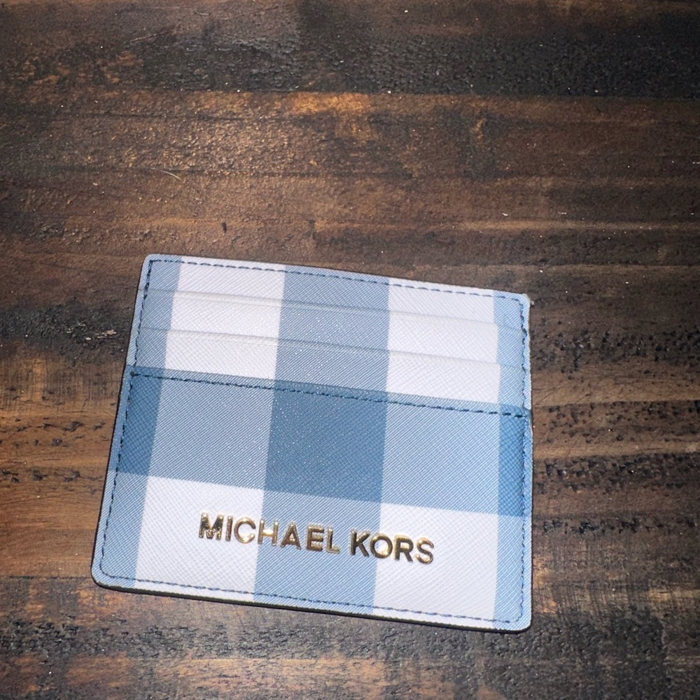 (2) Michael Kors Checkered Card Holder & White wristlet